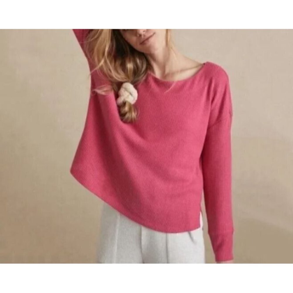 Anthropologie Saturday Sunday Sweater Womens Medium Pink Thermal Cozy Boho